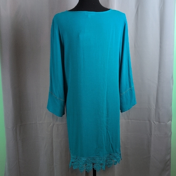 Kori Teal Lace Trim Midi Dress - Picture 2 of 7